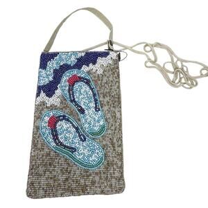 Bamboo Trading Company Beaded Club‎ Bag; Beach/Flip Flops; Short/Long Straps